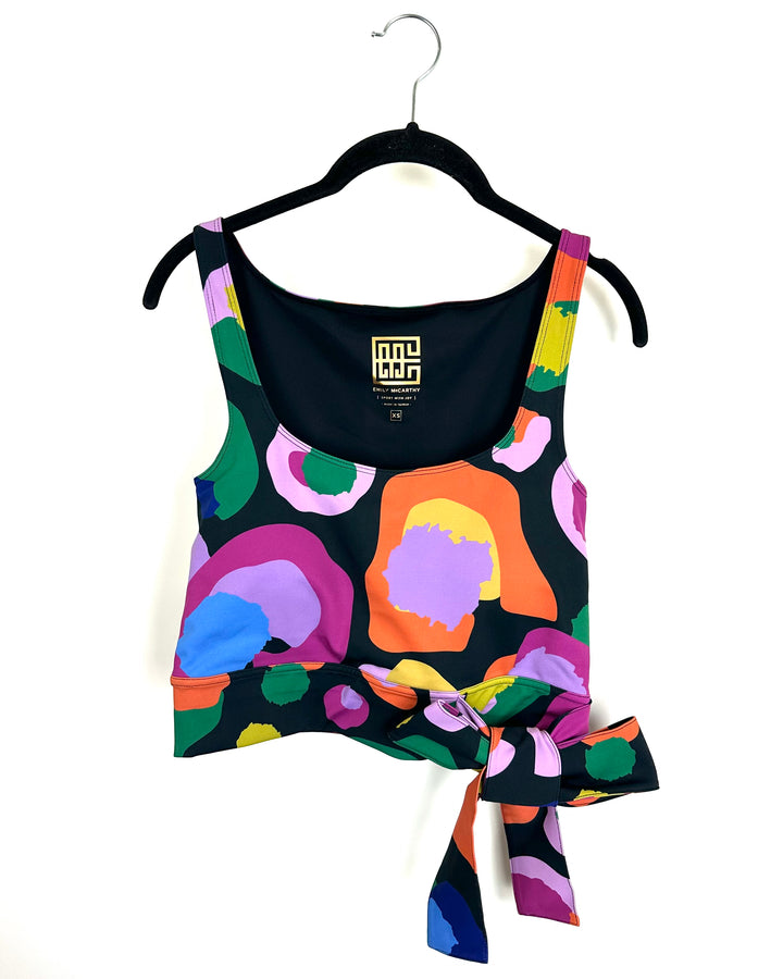 Colorful Abstract Bow Sports Bra Top - XS, S, M, L, XL