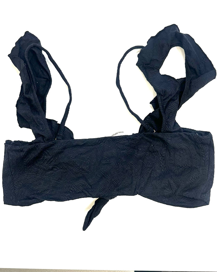 Black Embossed Ruffle Bikini Top - Extra Large and Extra Extra Large