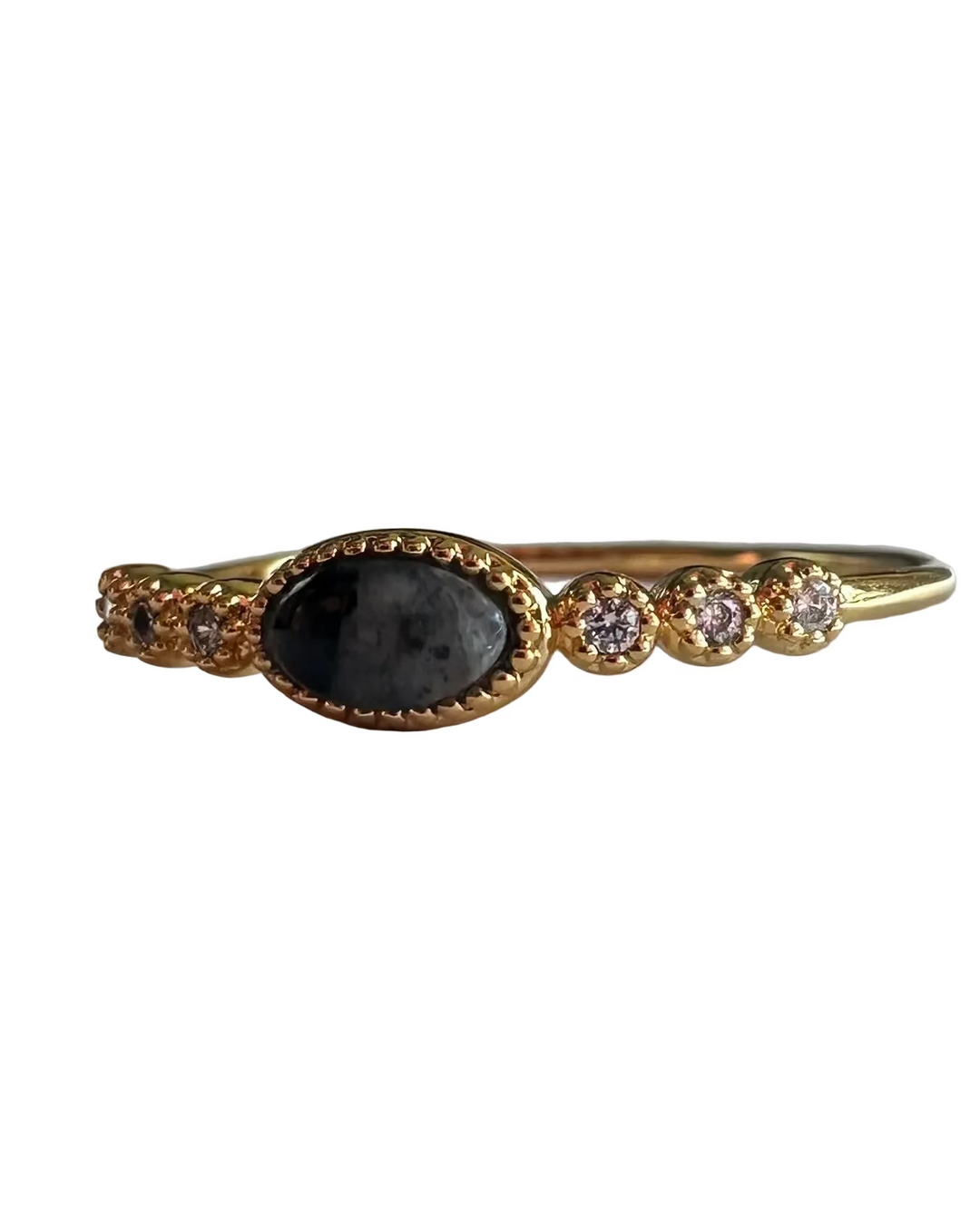 Marble & Rhinestone Ring - Size 7.5