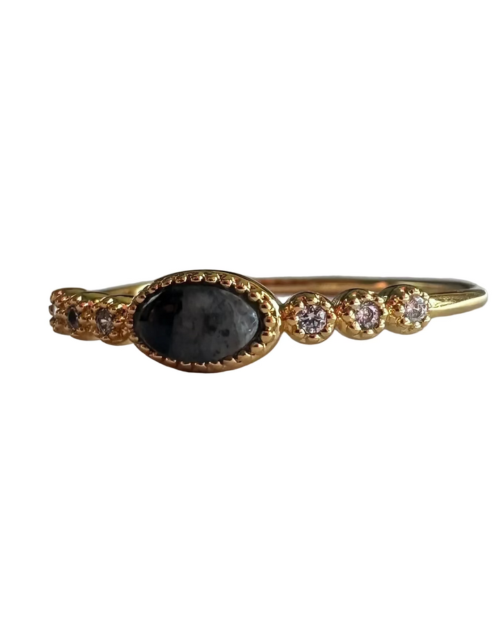 Marble & Rhinestone Ring - Size 7.5