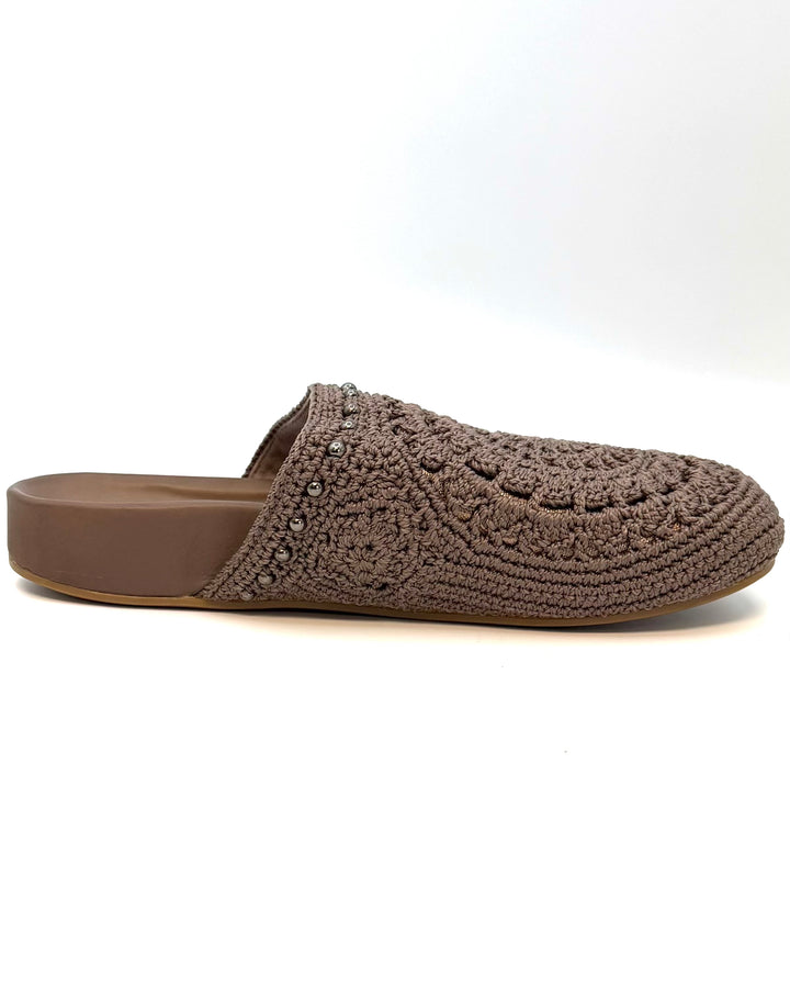 Brown Crochet & Bronze Clogs - Size 8