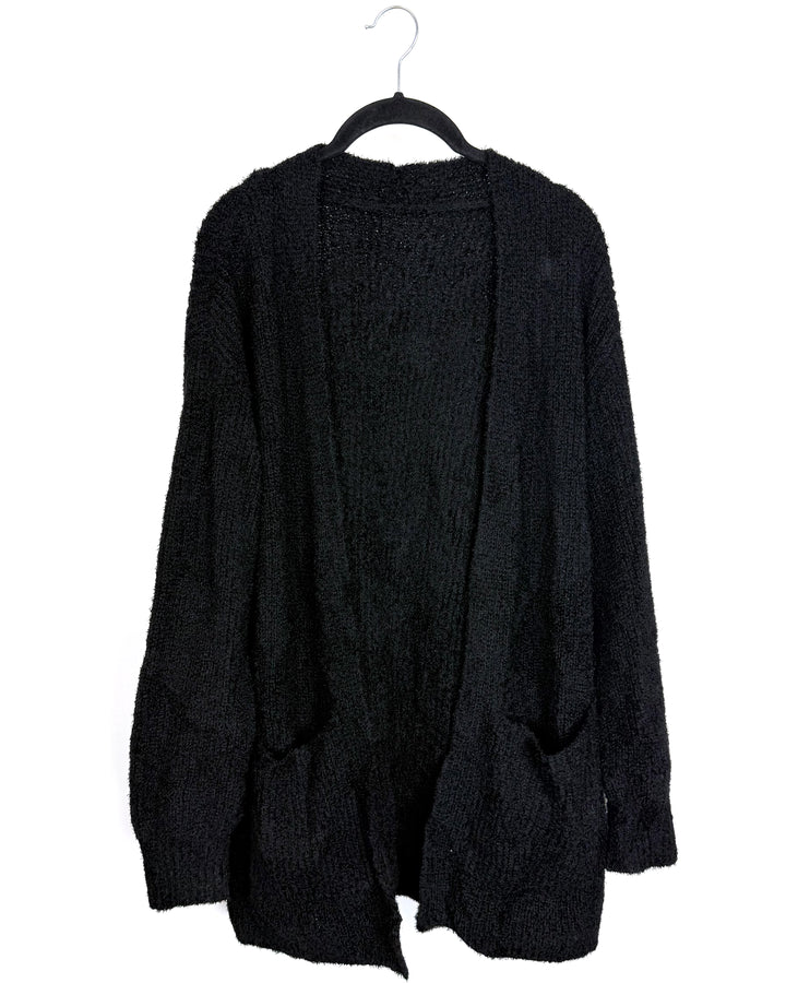 Black Open-Front Cardigan - Size 12/14