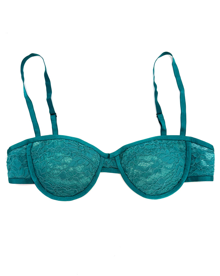 Dark Teal Lace Underwire Bra - A Cup