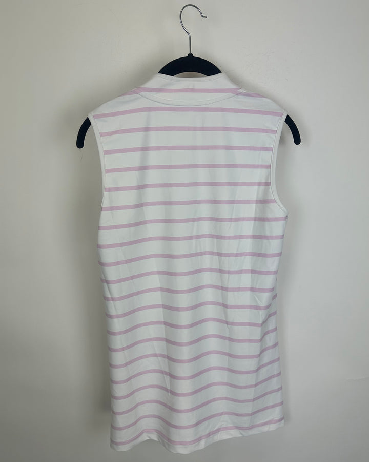 White and Pink Striped Top- Size 2/4
