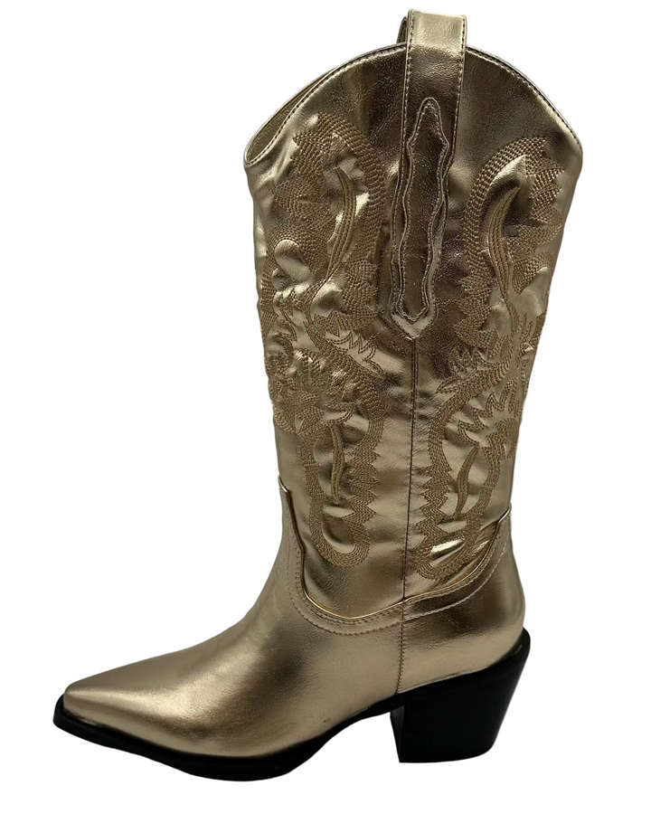Gold Metallic Cowboy Boots - Size 6