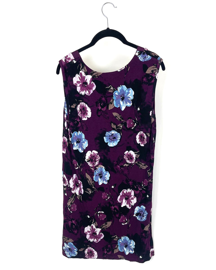 Purple Floral Sleeveless Lounge Dress - Size 6/8