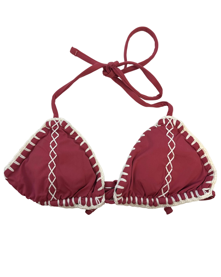 Raspberry Pink and Black Reversible Triangle Bikini Top - Small
