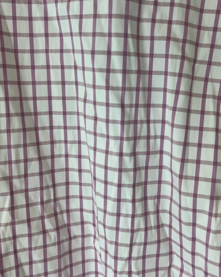MENS Mauve and White Oversized Plaid Slim Fit Dress Shirt - 15 1/2 x 35