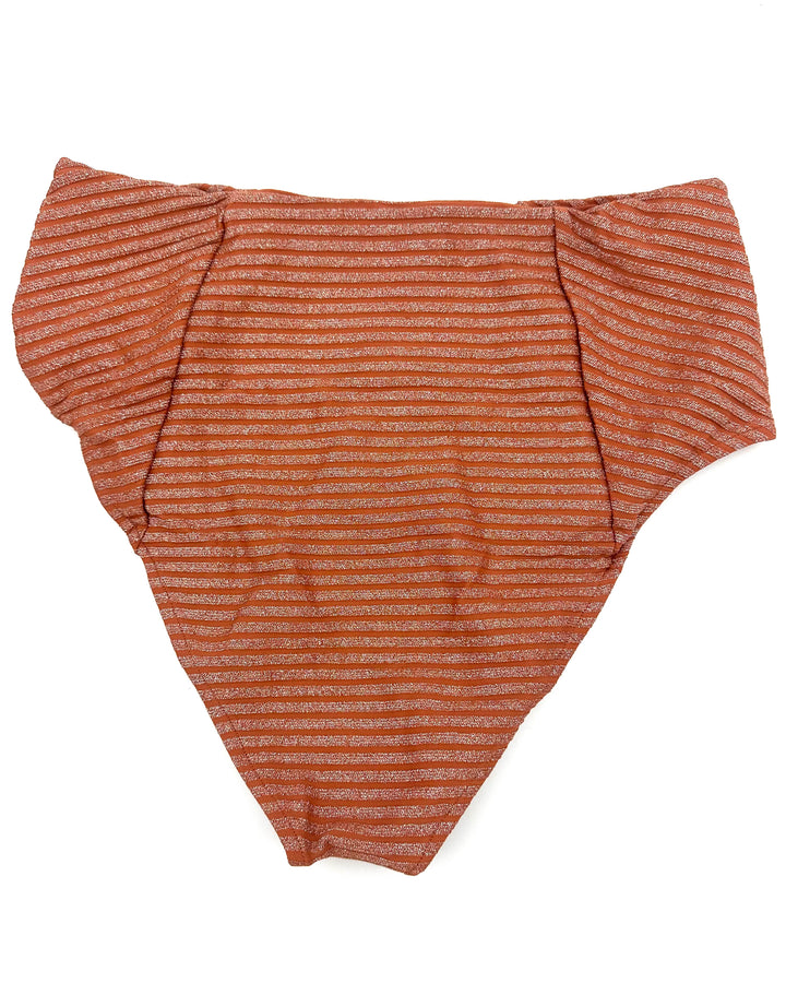 Metallic Brown High Waist Moderate Coverage Bikini Bottom - S, M, XL, XXL