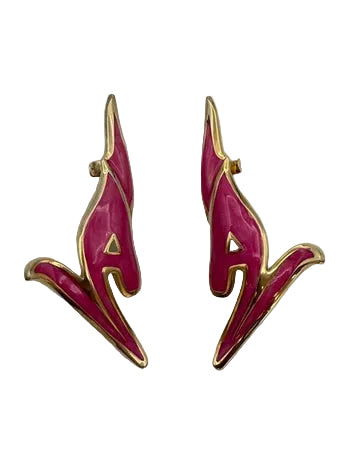 Gold and Pink Enamel Oversized Ear Cuffs