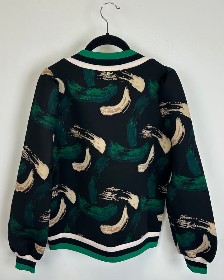 Black Printed Scuba Top - XXS, XS, S, M, L, XL