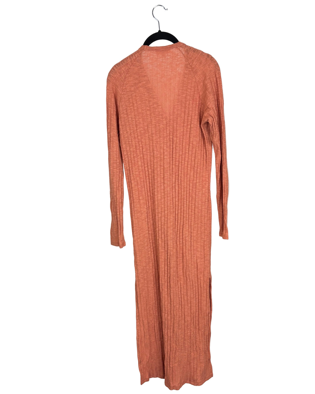 Dusty Coral Ribbed Long Cardigan - Size 2/4