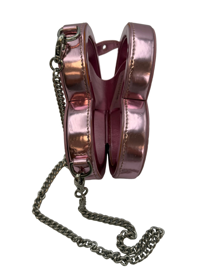 Light Metallic Pink and Clear Heart Mini Bag