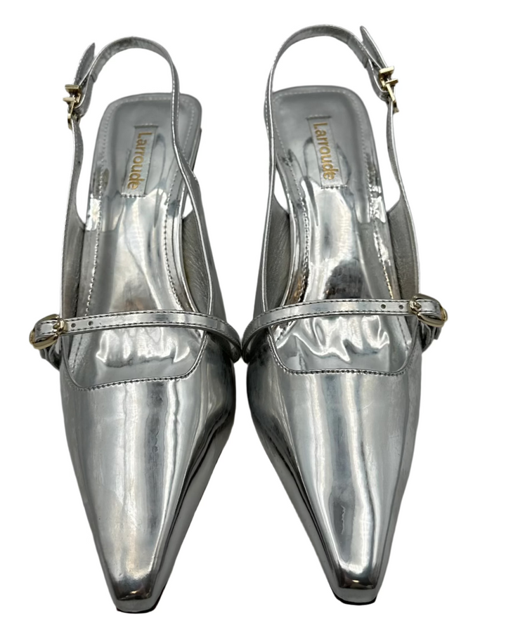 Silver Patent Leather Kitten Heel - Size 6, 8.5 and 9