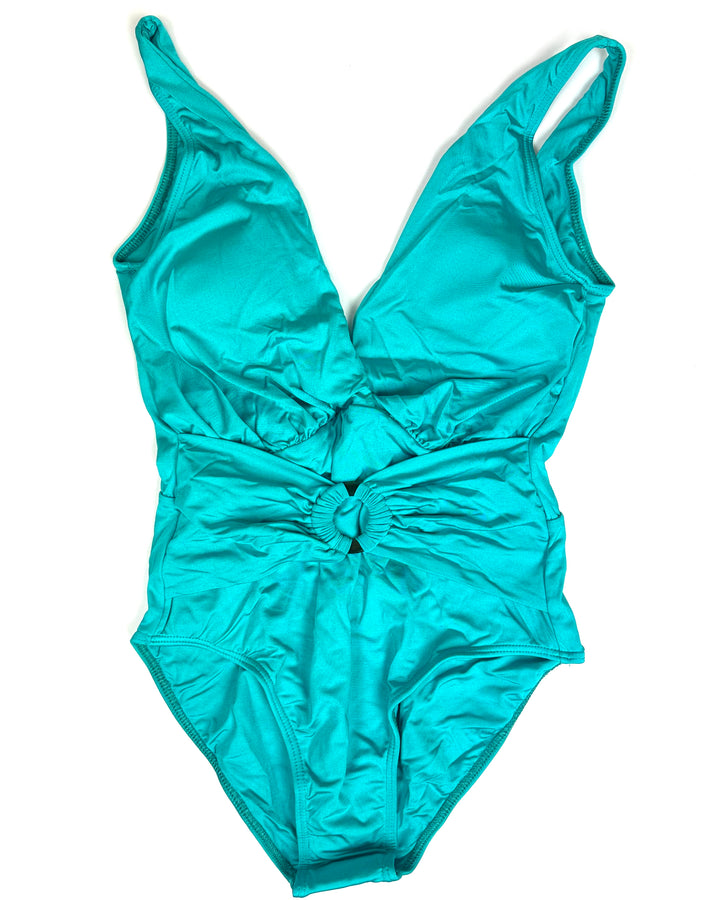 Vibrant Teal Ring One Piece Swimsuit - Size 2/4