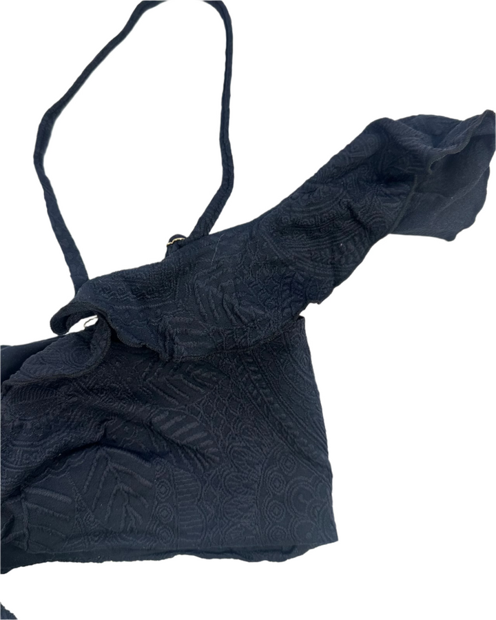 Black Embossed Ruffle Bikini Top - Extra Large and Extra Extra Large