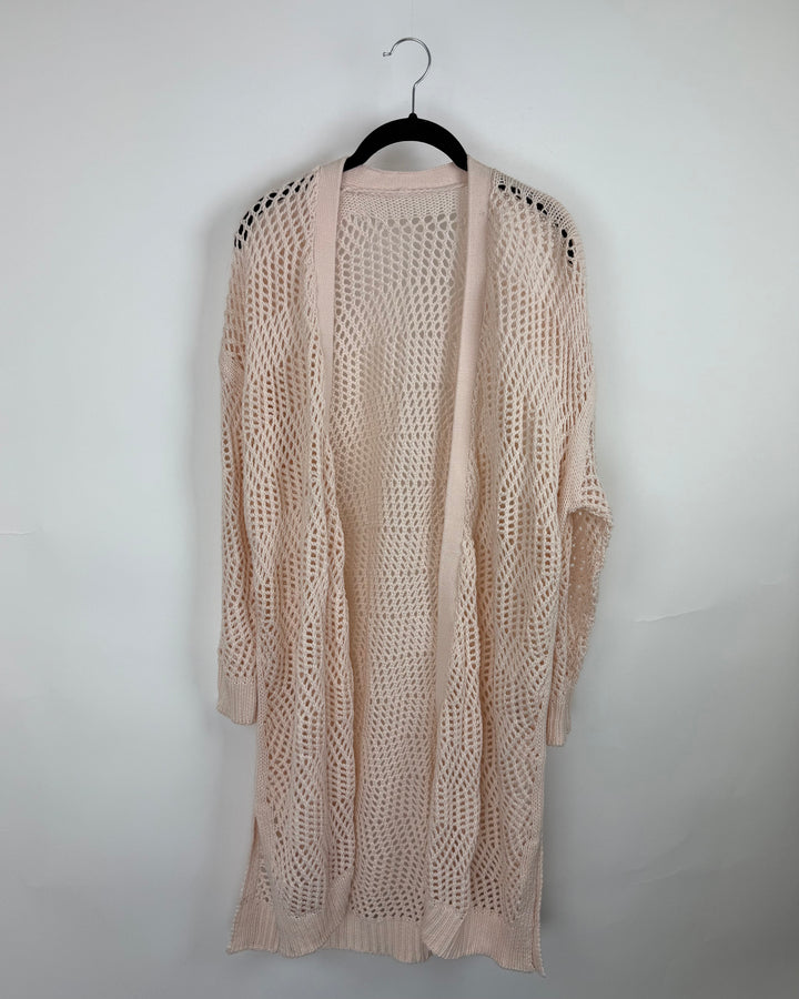 Pink Crochet Cardigan - Large