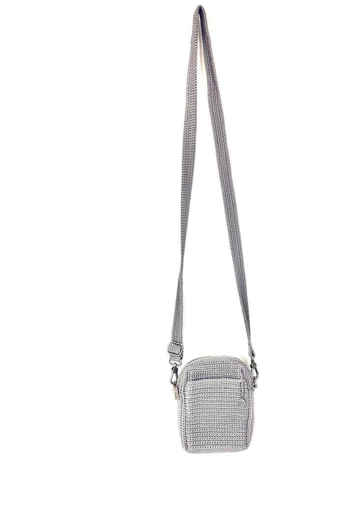 Gray Crochet Crossbody Bag