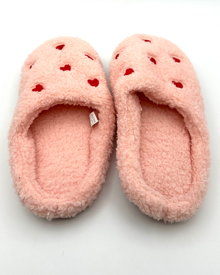 Baby Pink Heart Slippers - Size 8