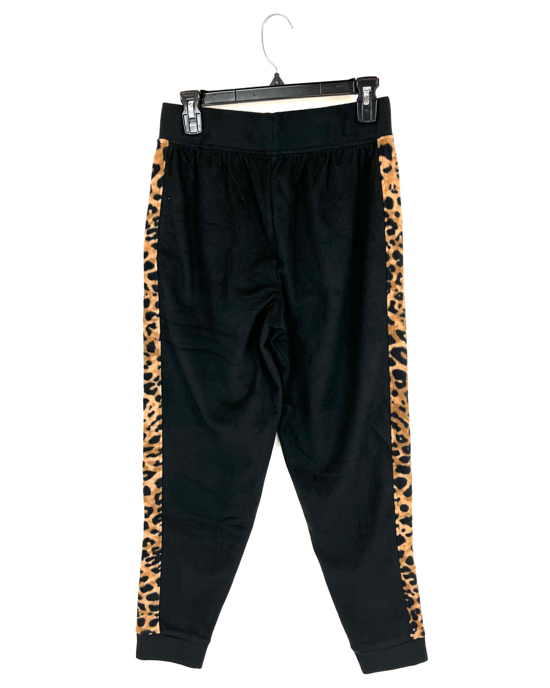 Black and Leopard Fleece Jogger Pants - Size 2/4