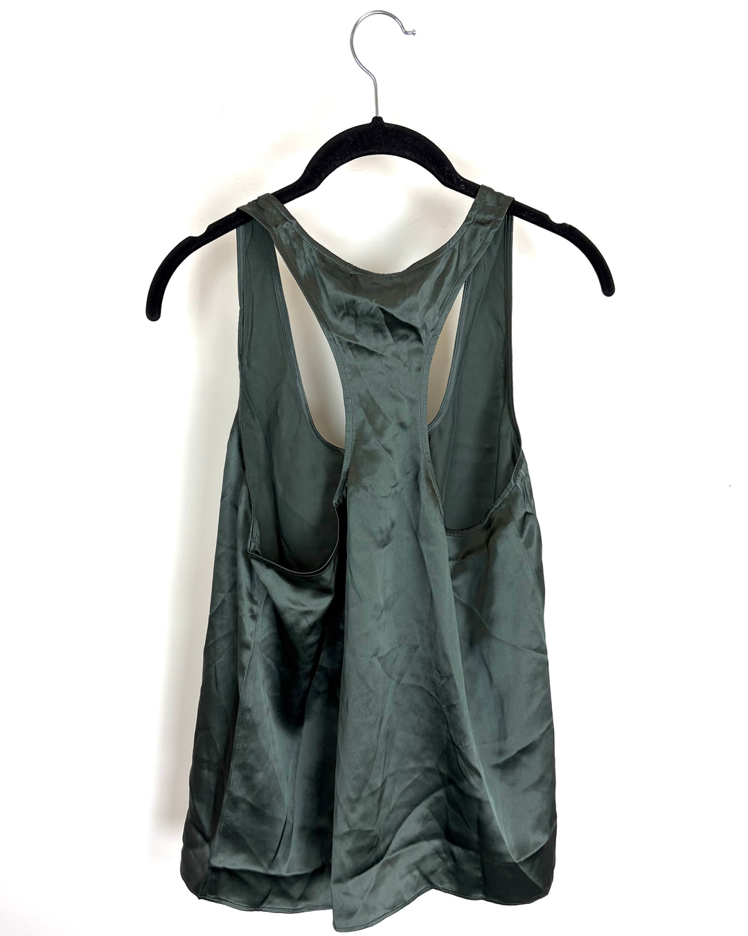 Dark Sage Racerback Silk Top - Size 8/10