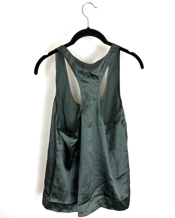 Dark Sage Racerback Silk Top - Size 8/10