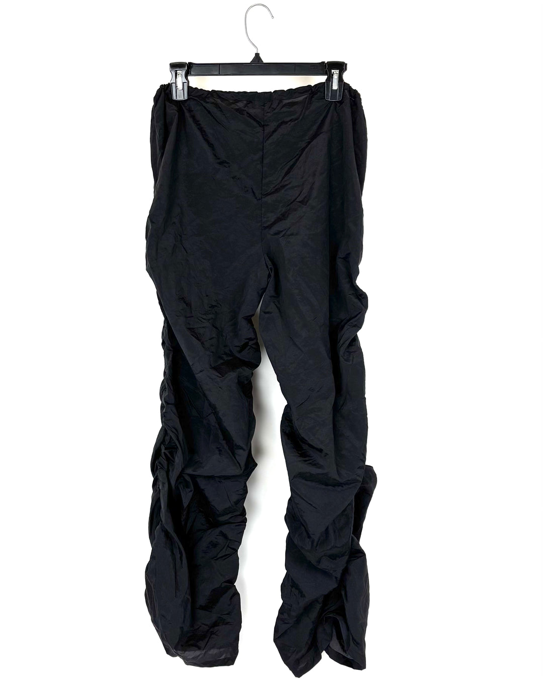 Black Ruched Parachute Pants With Elastic Waist - Size 2/4