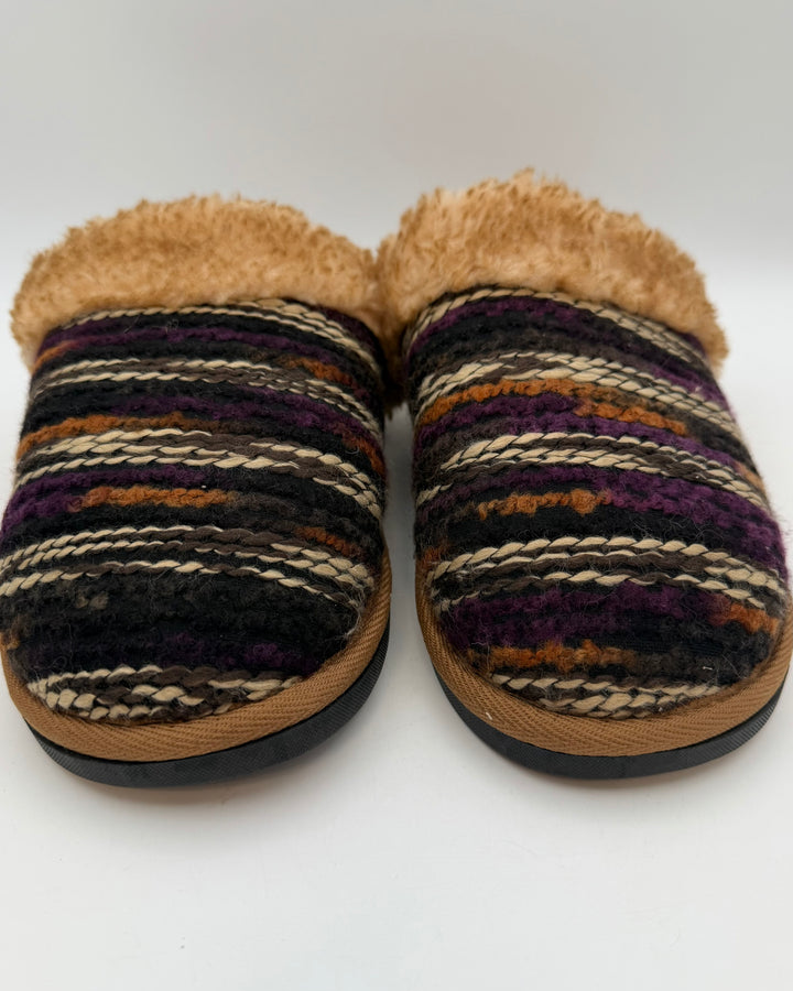 Purple & Brown Sherpa Slippers - Size 10/11