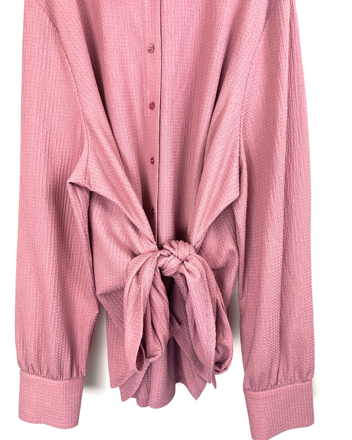 Light Pink Waffle Knit Blouse - Size 2x