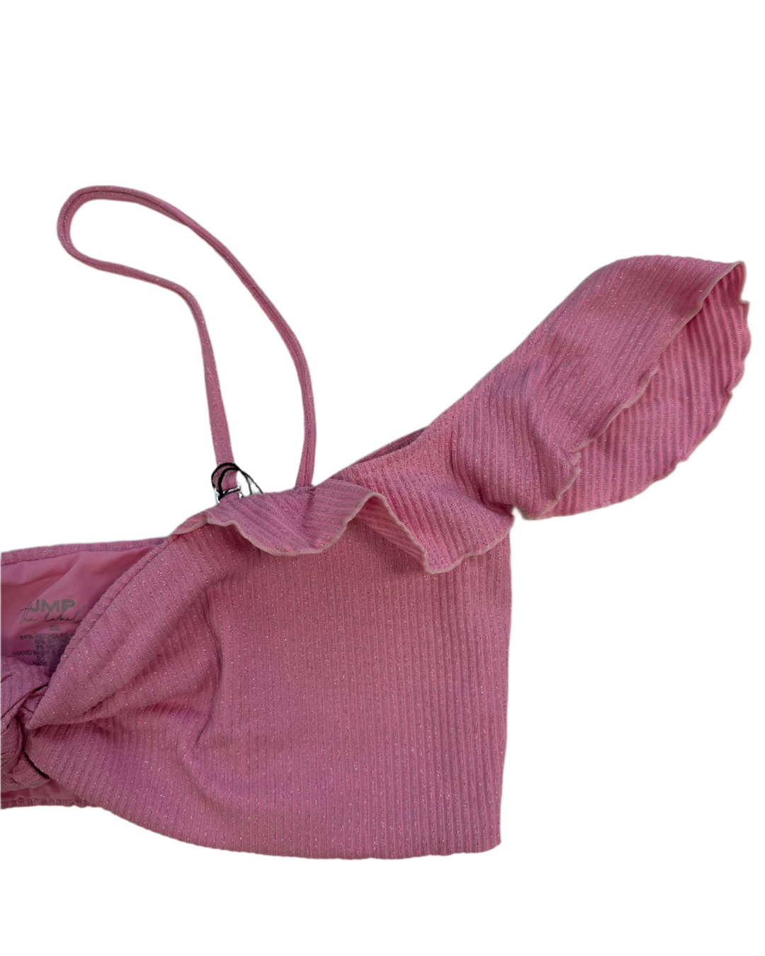 Pink Metallic Ruffle Bikini Top - Extra Extra Large