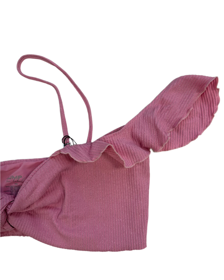 Pink Metallic Ruffle Bikini Top - Extra Extra Large