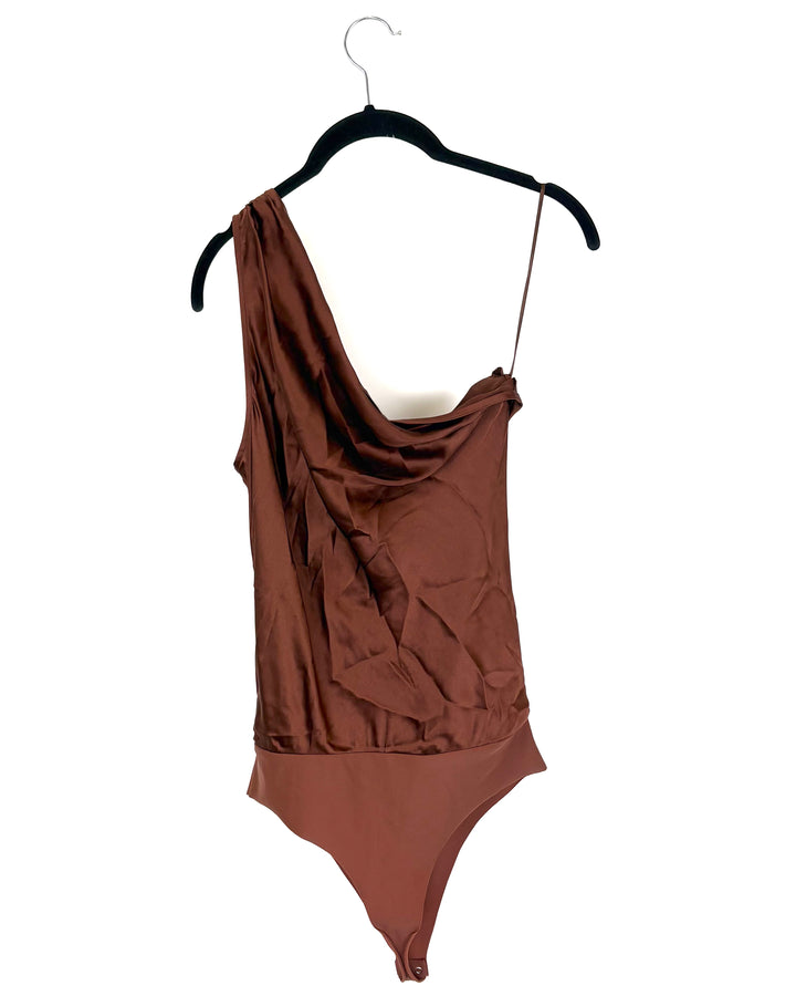 Brown One Shoulder Bodysuit - Small