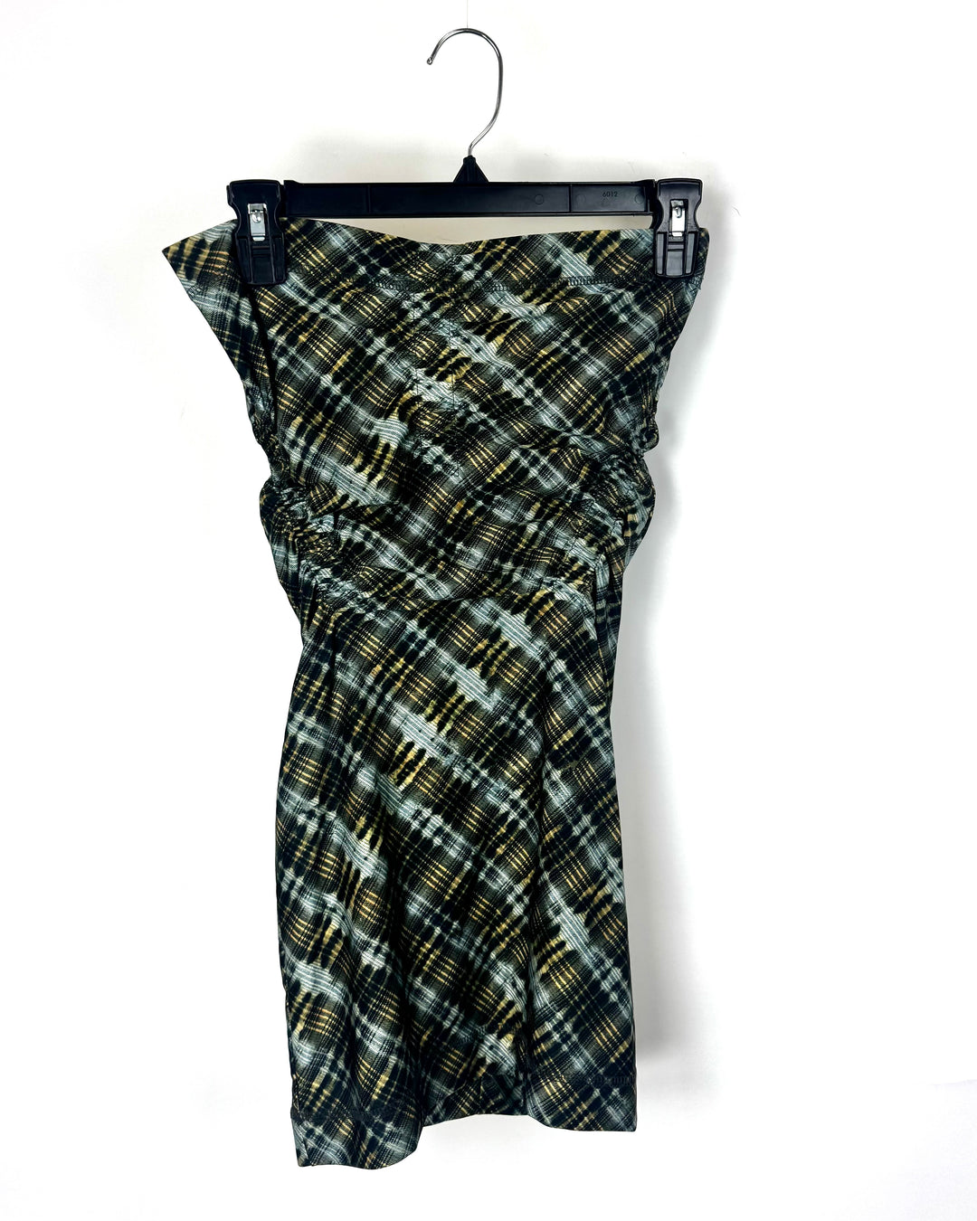 KNWLS Blue and Yellow Plaid Strapless Dress- Extra Small