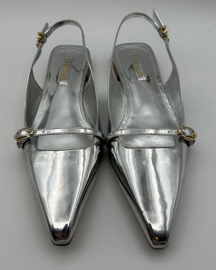Silver Patent Leather Flat - Size 8.5
