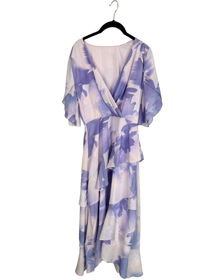 Purple Floral Ruffle Dress - Size 6/8
