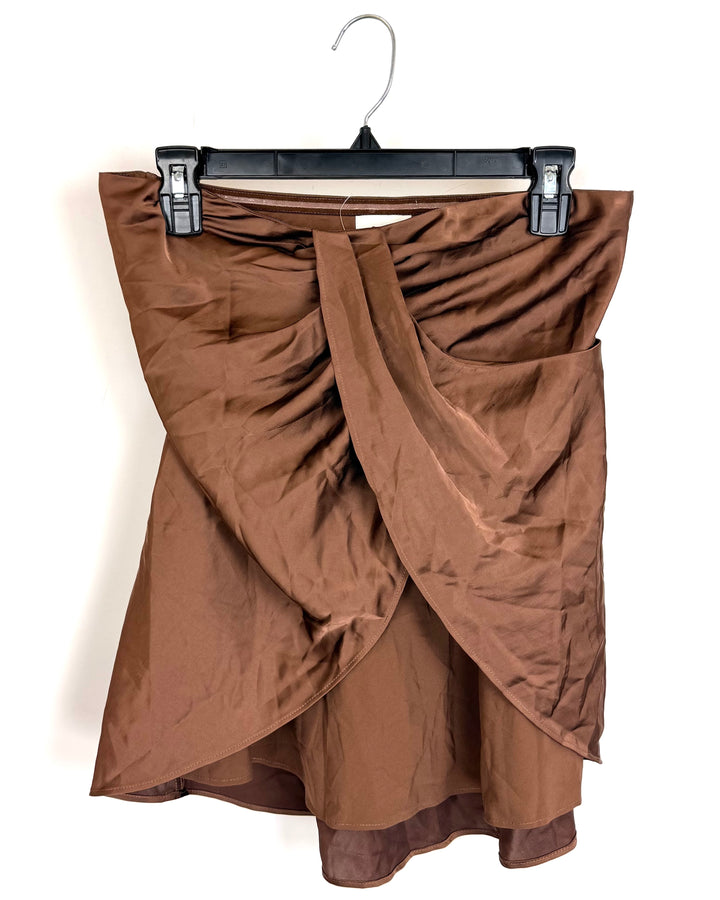Brown Strapless Flowy Top - Size 4/6