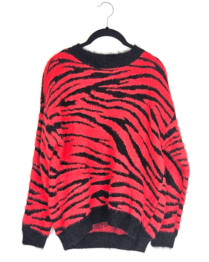 Red & Black Animal Print Sweater - Size 4/6