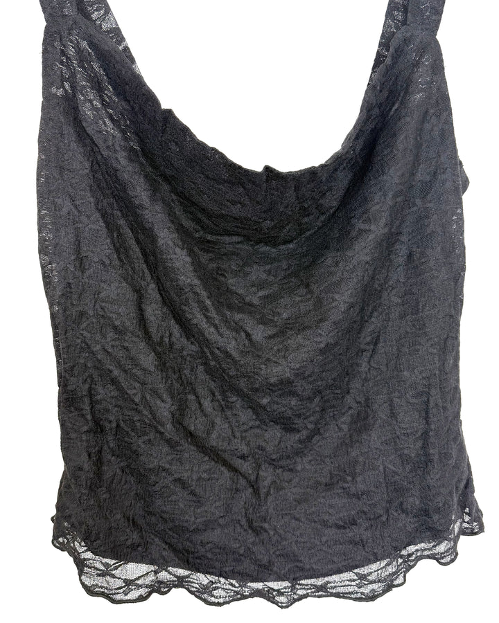 Black Cowl Lace Neck Top - Size 2/4