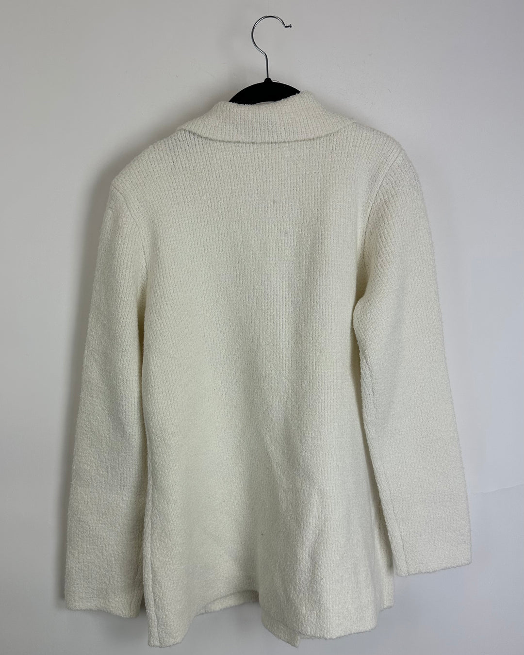 White Fuzzy Rhinestone Cardigan - Size 6/8