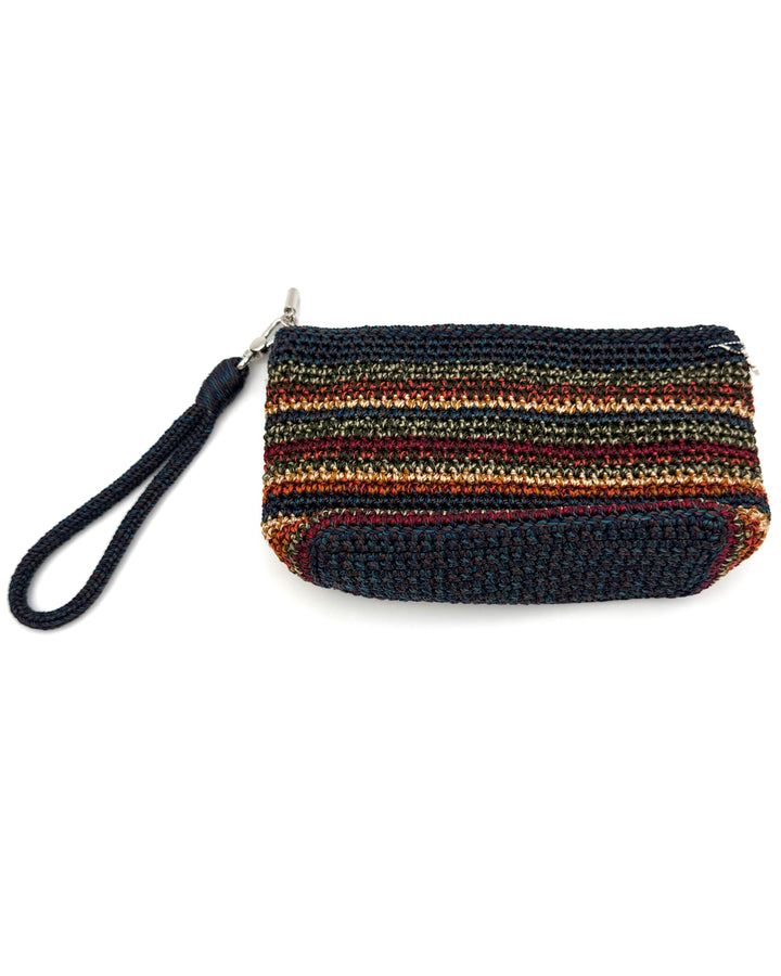 Multi-Color Striped Crochet Wristlet