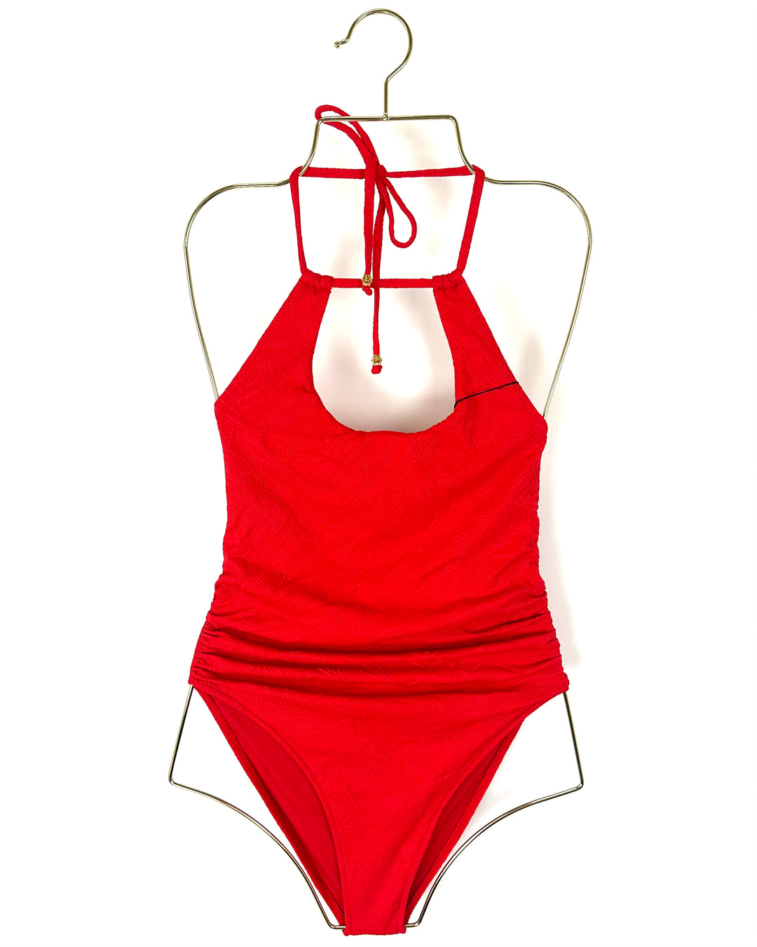 Red Embossed One Piece Swimsuit - Extra Small and Small
