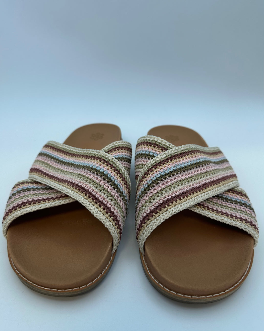 Beige & Multi Color Criss Cross Sandals - Size 9