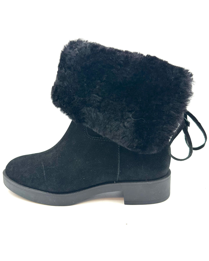 Black Suede Fold Over Booties - Size 6.5