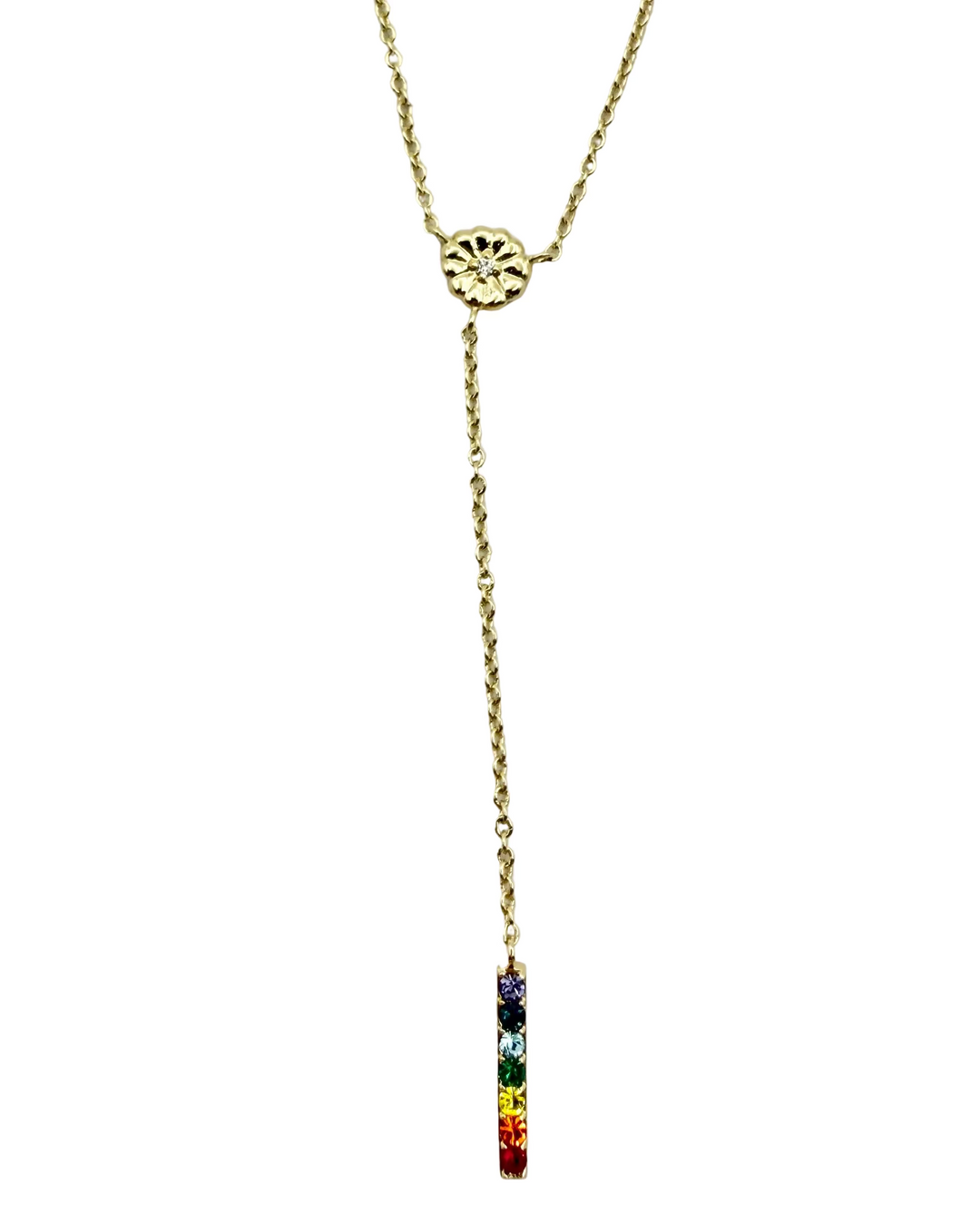 Multi Color Rhinestone Dangling Necklace