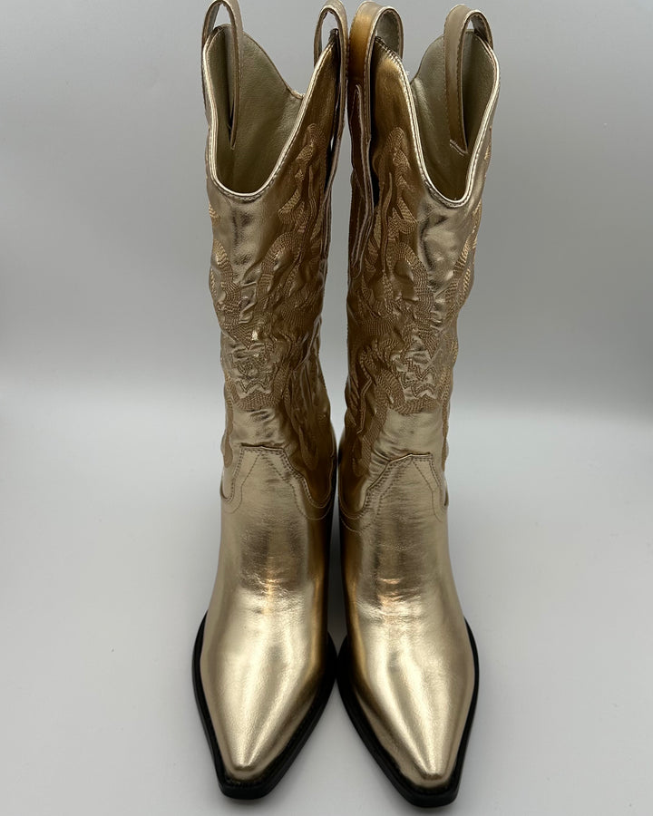 Gold Metallic Cowboy Boots - Size 6