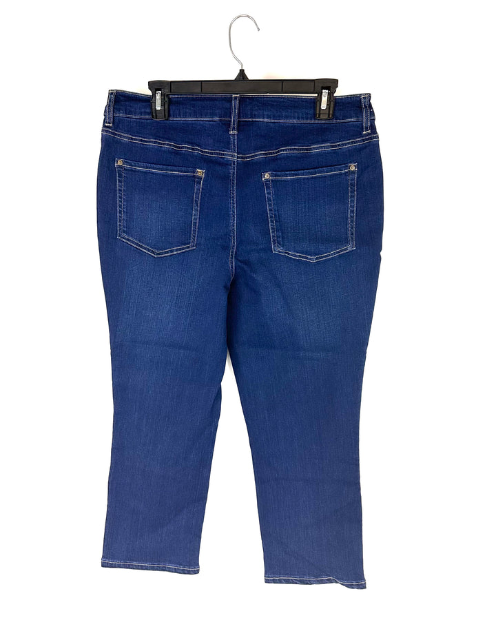 Dark Blue Denim Cropped Jeans - Size 12/14