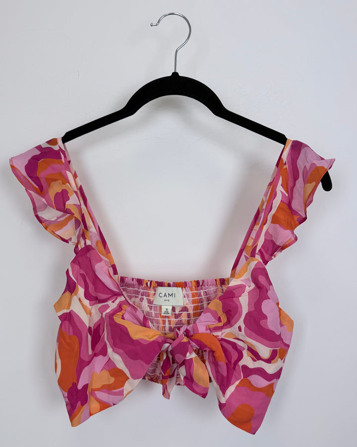 Pink & Orange Abstract Floral Top - Size 0/2