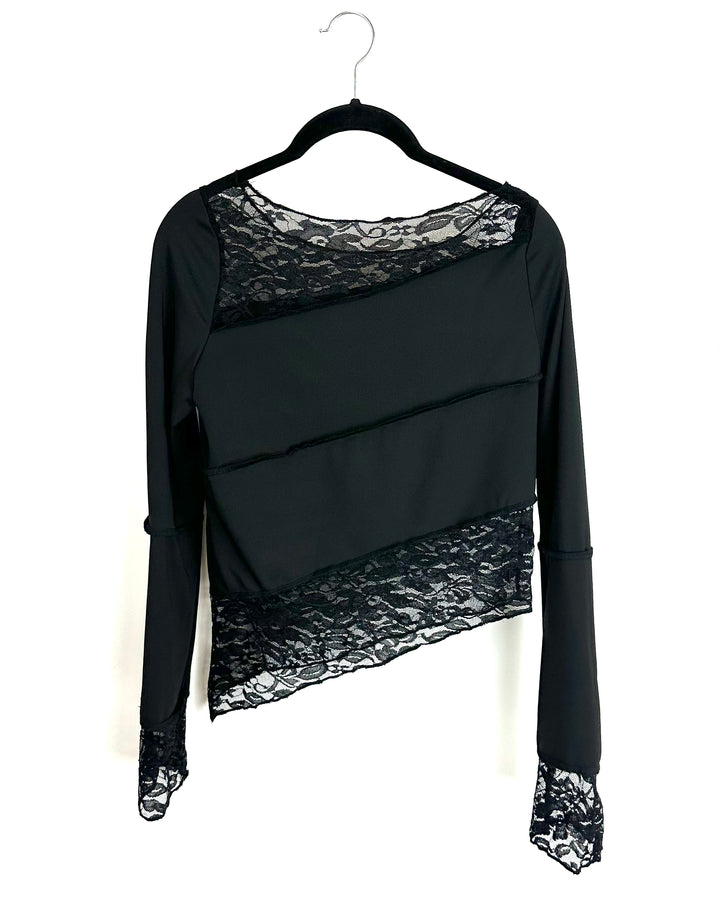 Black Lace Detail Top - Small