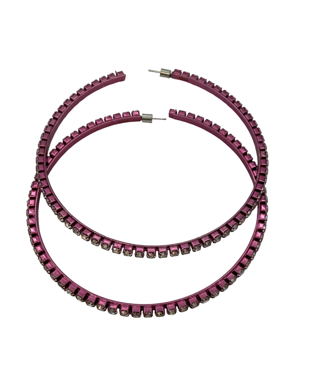 Oversized Metallic Pink Gem Hoop Earrings