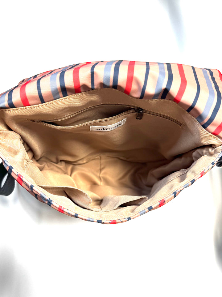 Red And Blue Striped Crossbody Bag